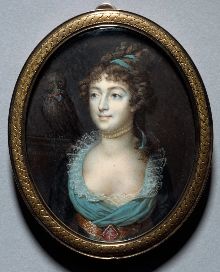 Portrait miniature identifié comme celui de Marie-Anne-Adélaïde Lenormand, François Dumont, vers 1793.