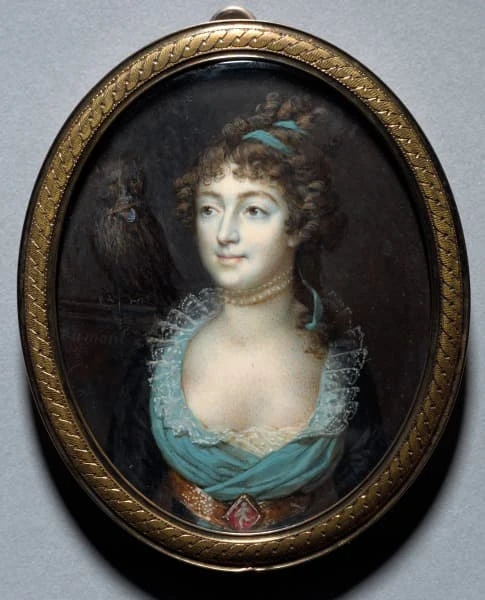 Miniature portrait of Marie-Anne-Adélaïde Lenormand in an oval mount, by François Dumont